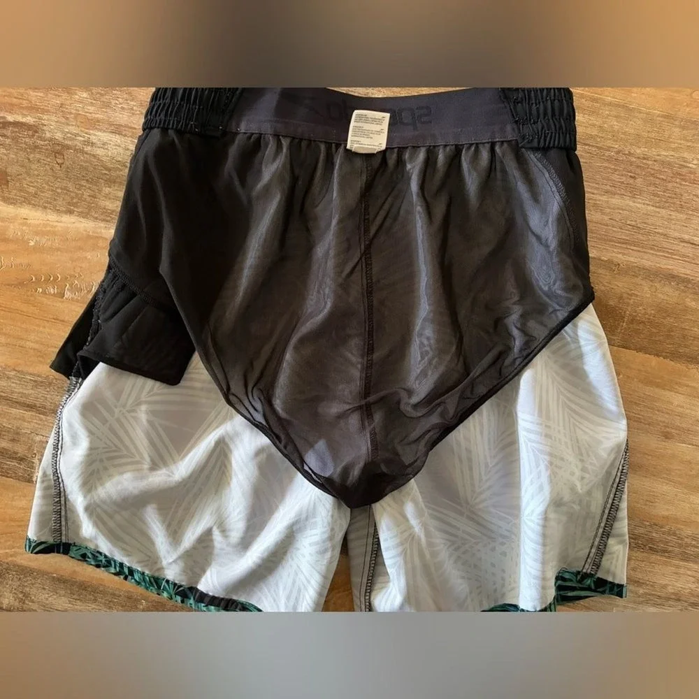 Speedo Men's Swim Shorts Size Medium Palm Leaf Black Blue Green Vacation Summer